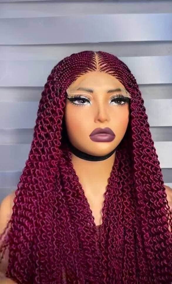 Center part Ghana weaving and water melon made with full 5by5 closure