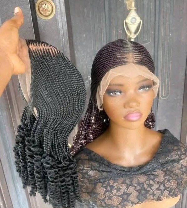 All back Ghana weaving end with curls