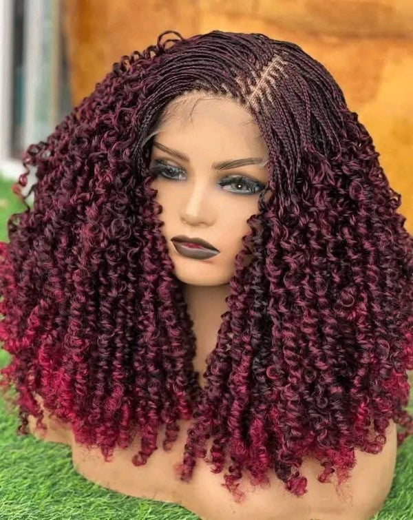 Braided wig made with 360 full lace. With Curly end