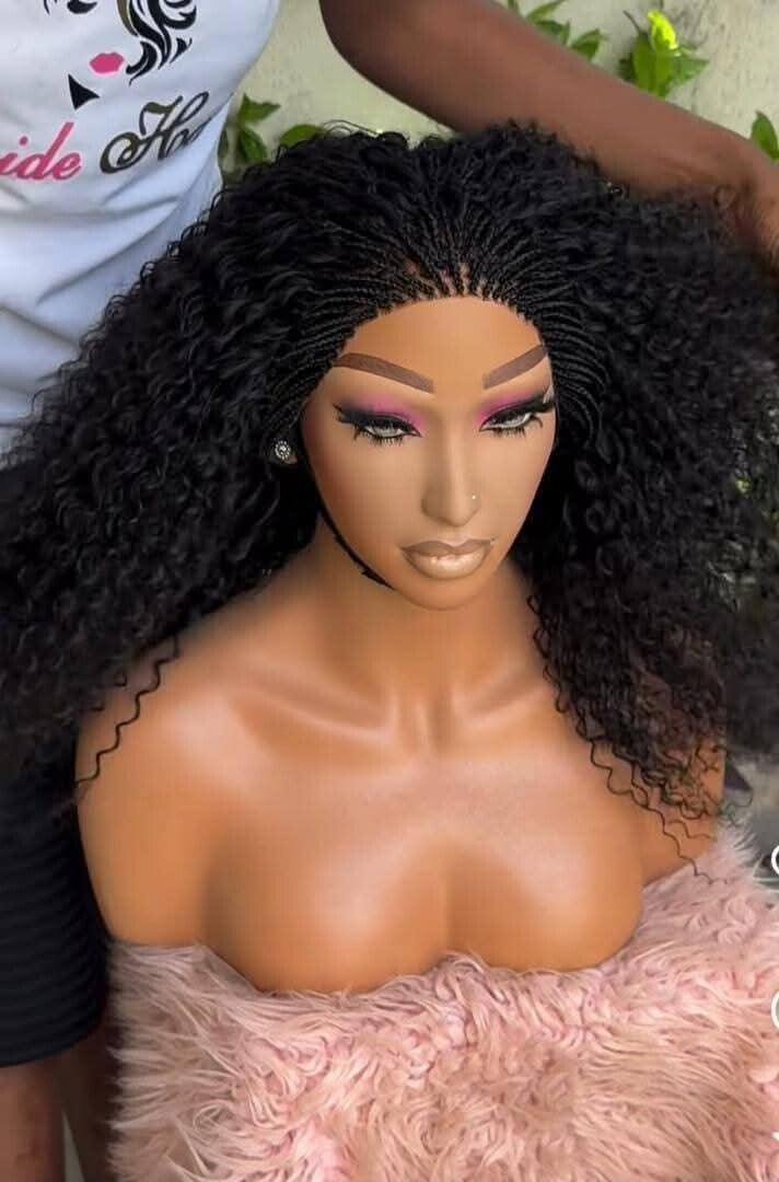 Braided wig made with human hair and full 360 lace