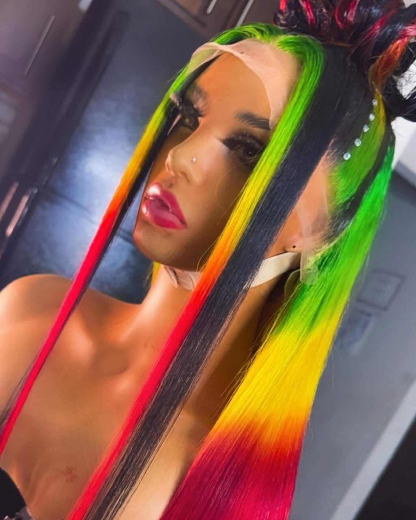 Bone straight design with colours 100% human hair