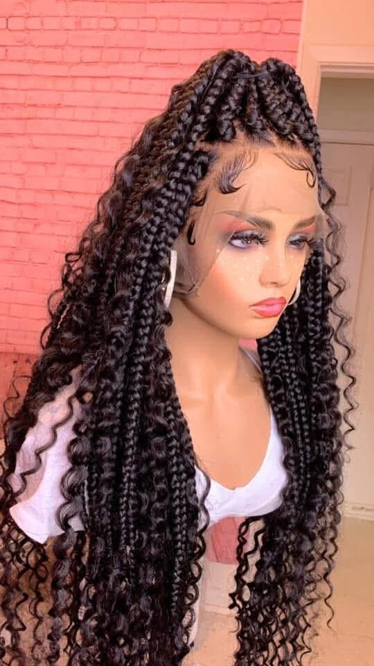 Big braided wig made with full 360 lace
