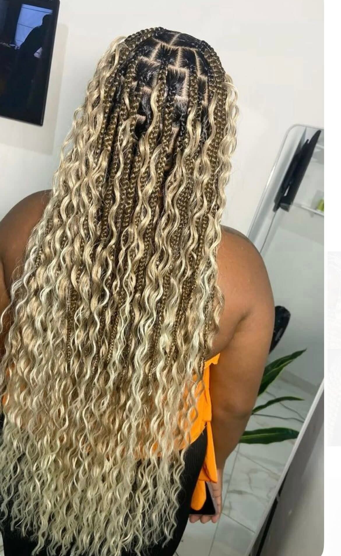 Braided wig made with full 360 lace and also made with rose curly attachment