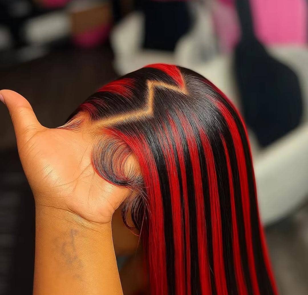 5by5 sdd 32 inches bone straight red and black colour 100% human hair