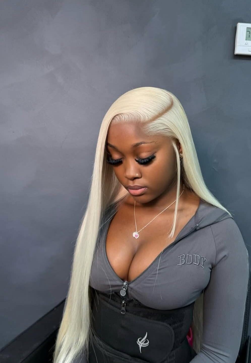 Colour 613 full frontal HD lace bonestraight 100%human hair  Styled as C cut