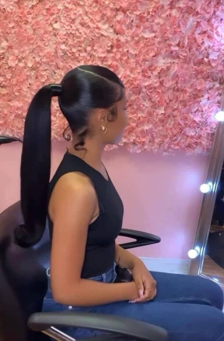 2 side Packing gel ponytail made with loose waves human hair