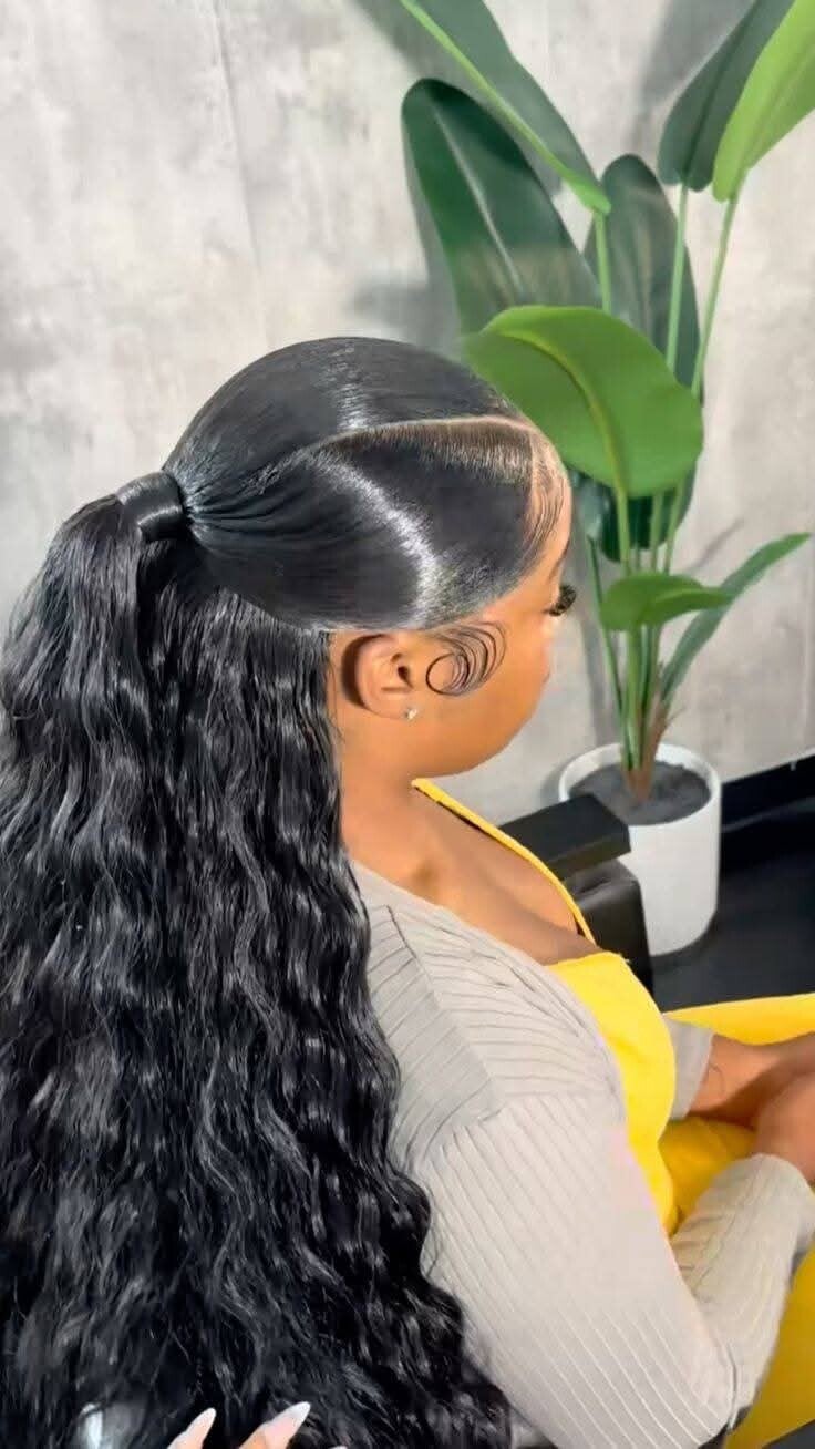 Packing gel made with loosewaves pony tail 100% human hair made with frontal