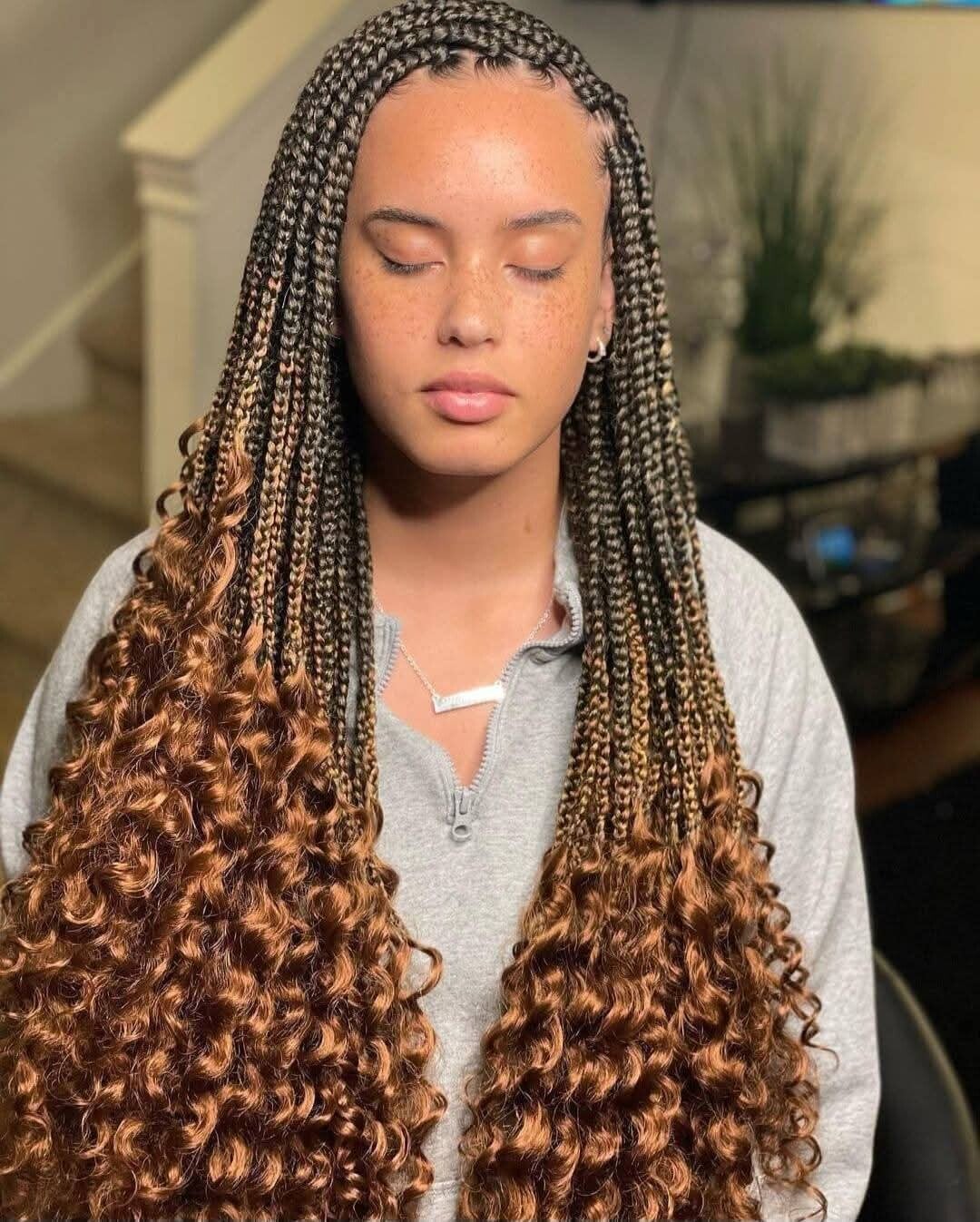 Braided wig made end with curls