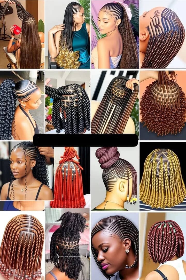 Mix styles of braids and Ghana weaving