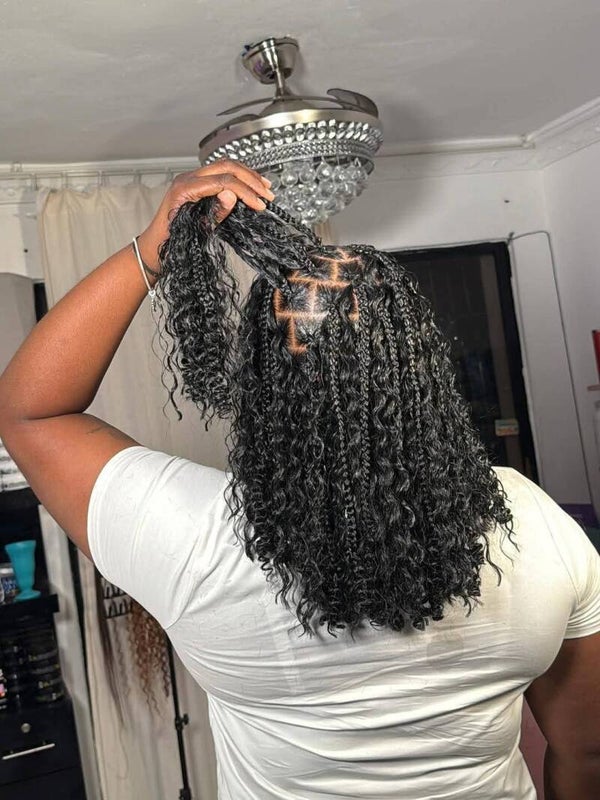 braids wig  made with full 360 lace and curls