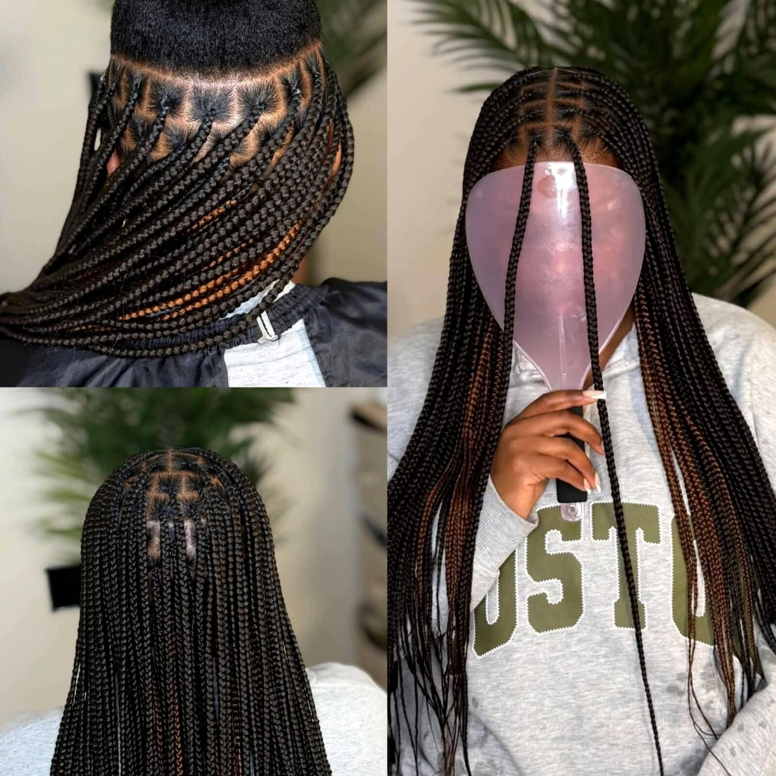 Box braids made with full 360 lace.