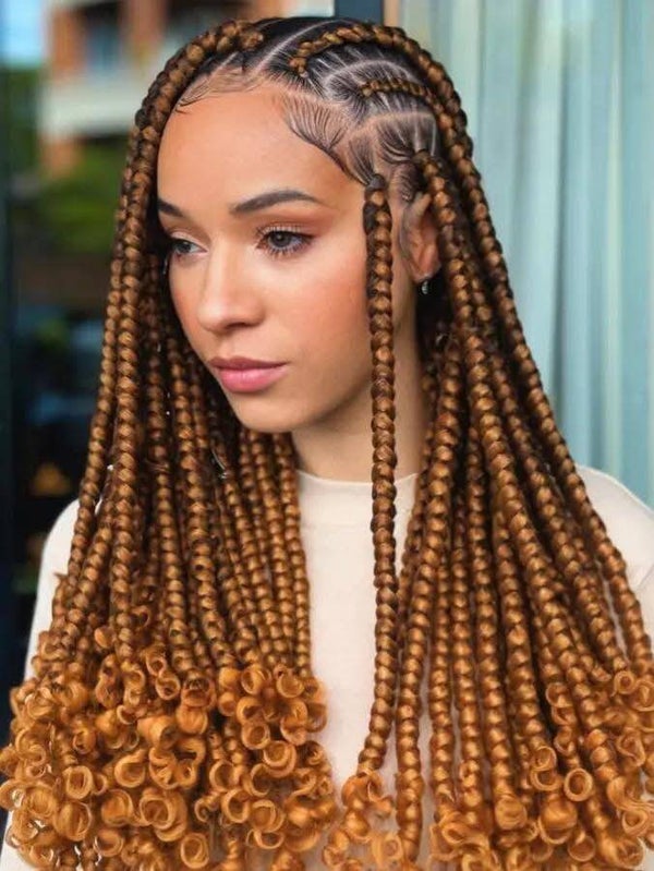 Baby face braids end with curls