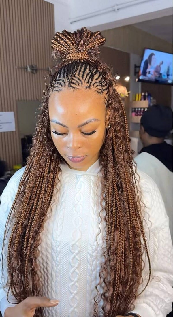 2step Ghana weaving made with 360 full lace end with curls