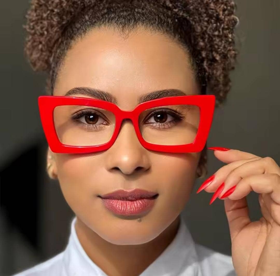 Fashion brand design retro large square red frame glasses