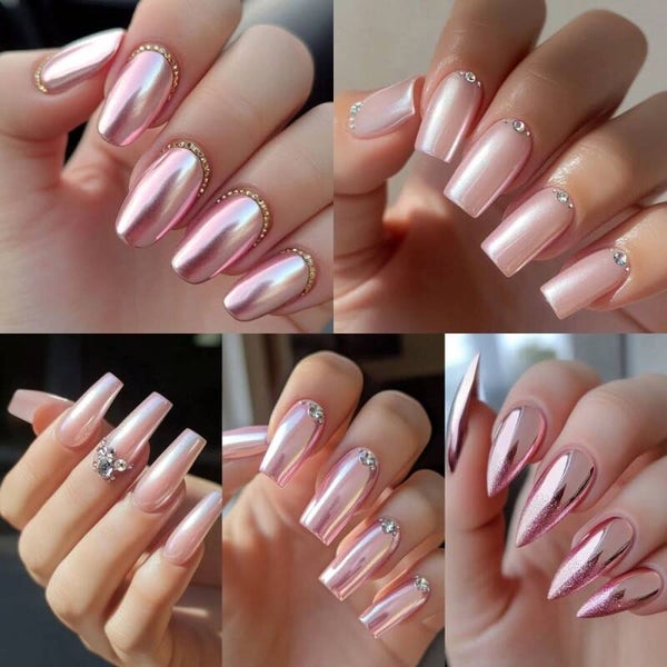 Beautiful nails with quality pearls and shining stone