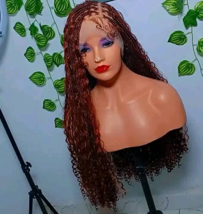 Braided wig made with full 360 lace and also made with rose curly attachment