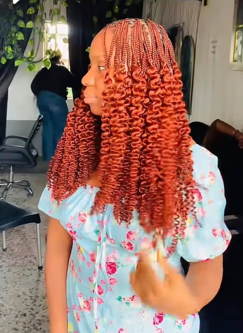 Braided wig made with full 360 lace end with curls