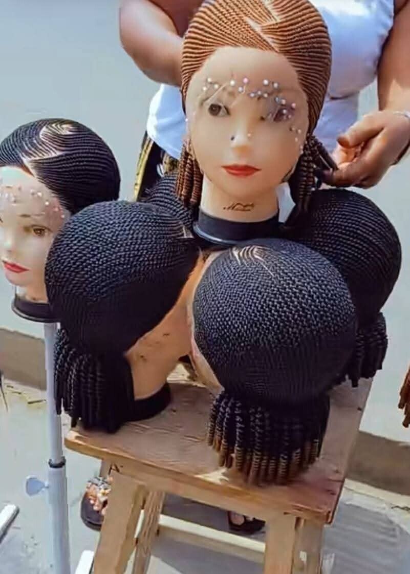 All back Ghana weaving end with curls