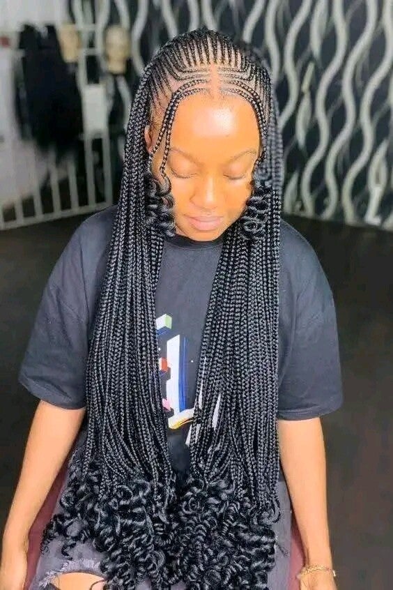 2step Ghana weaving made with 360 full lace end with curls