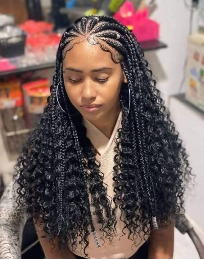 2step Ghana weaving made with 360 full lace and human hair curls