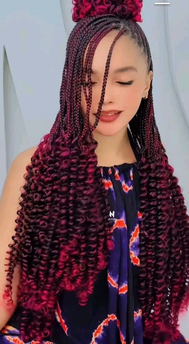 Kotless box braids with curls end