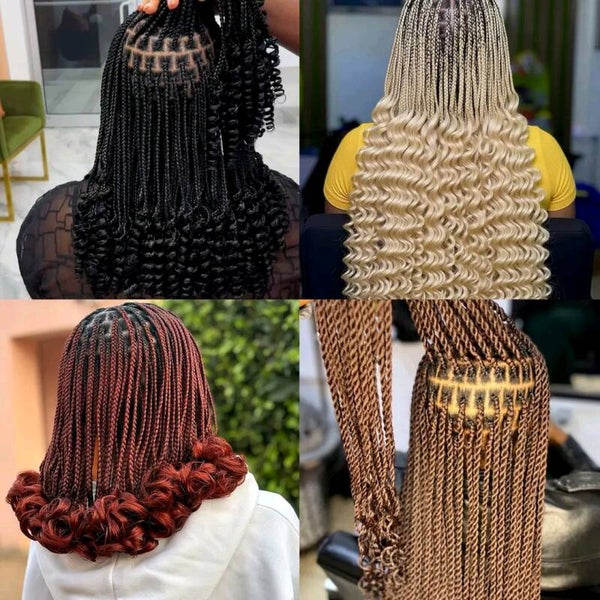 Beautiful braids with different curls and colors
