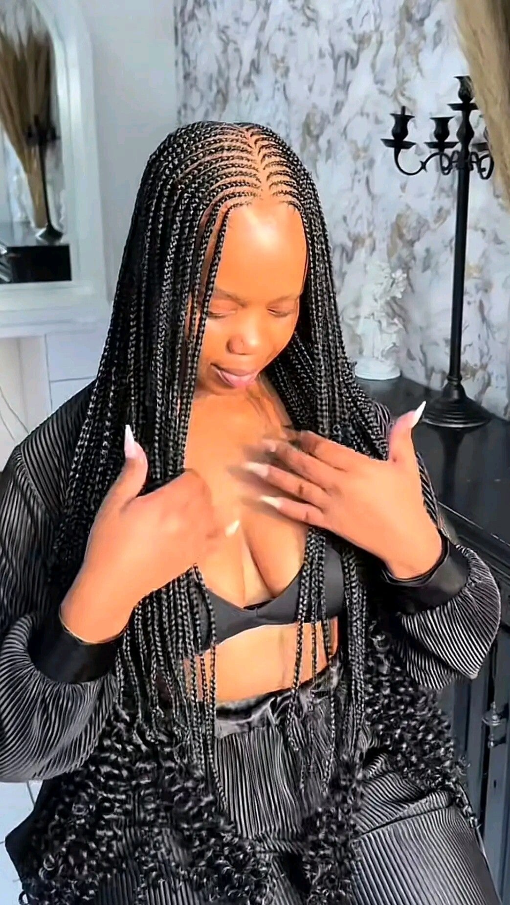 Box braids with curls end