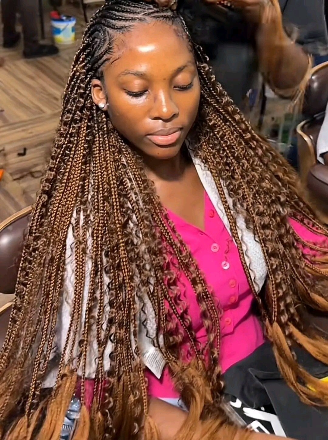 2step Ghana weaving made with 360 full lace and curls