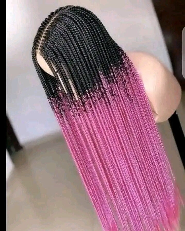 Braids style wig with Ghana weaving in the middle