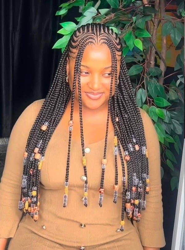 2step Ghana weaving made with 360 full lace and curls