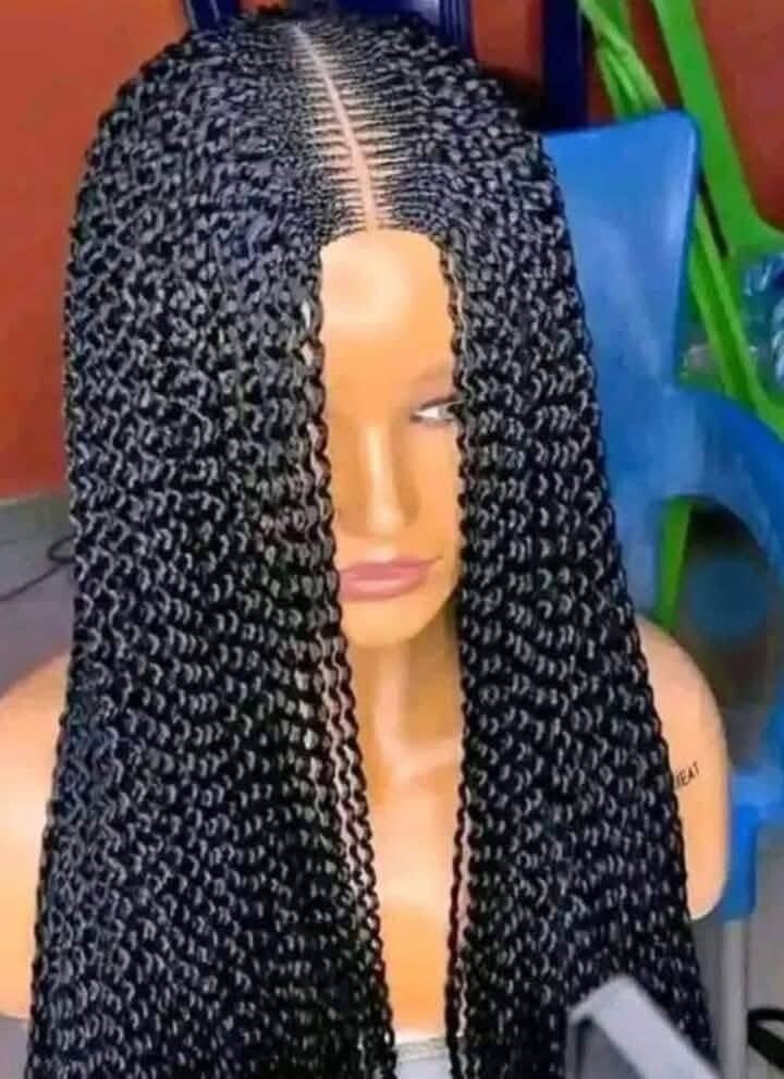 Watermelon style made with full 360 lace with little Ghana weaving in the center