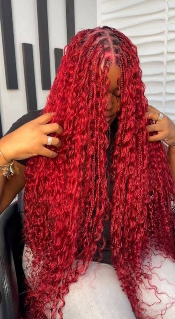 Box braids style make  curls attachment