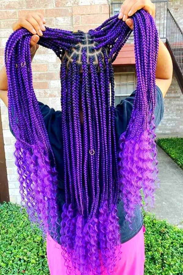 Box braids style end with curls