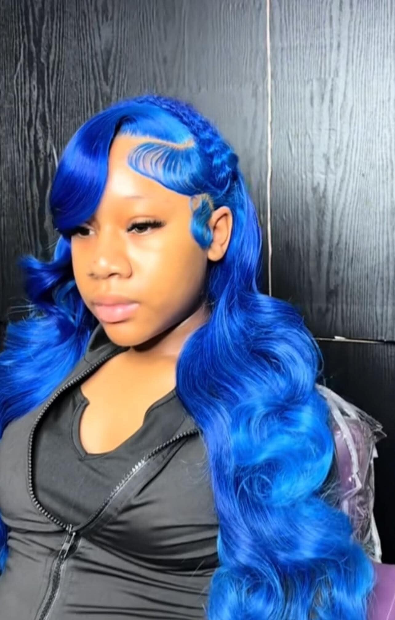 13x6 full frontal body wave lace 100% human hair color blue