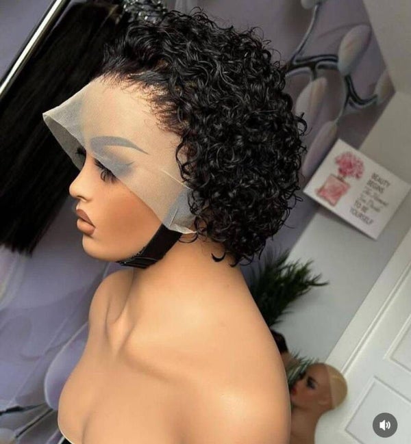 Full frontal short Jerry curls 100% human hair