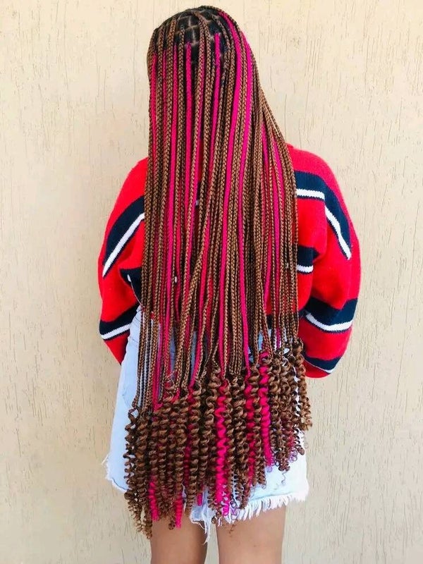 Box braids style end with curls