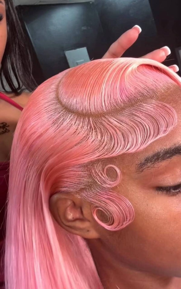 13x6 full frontal body wave lace 100% human hair color baby pink