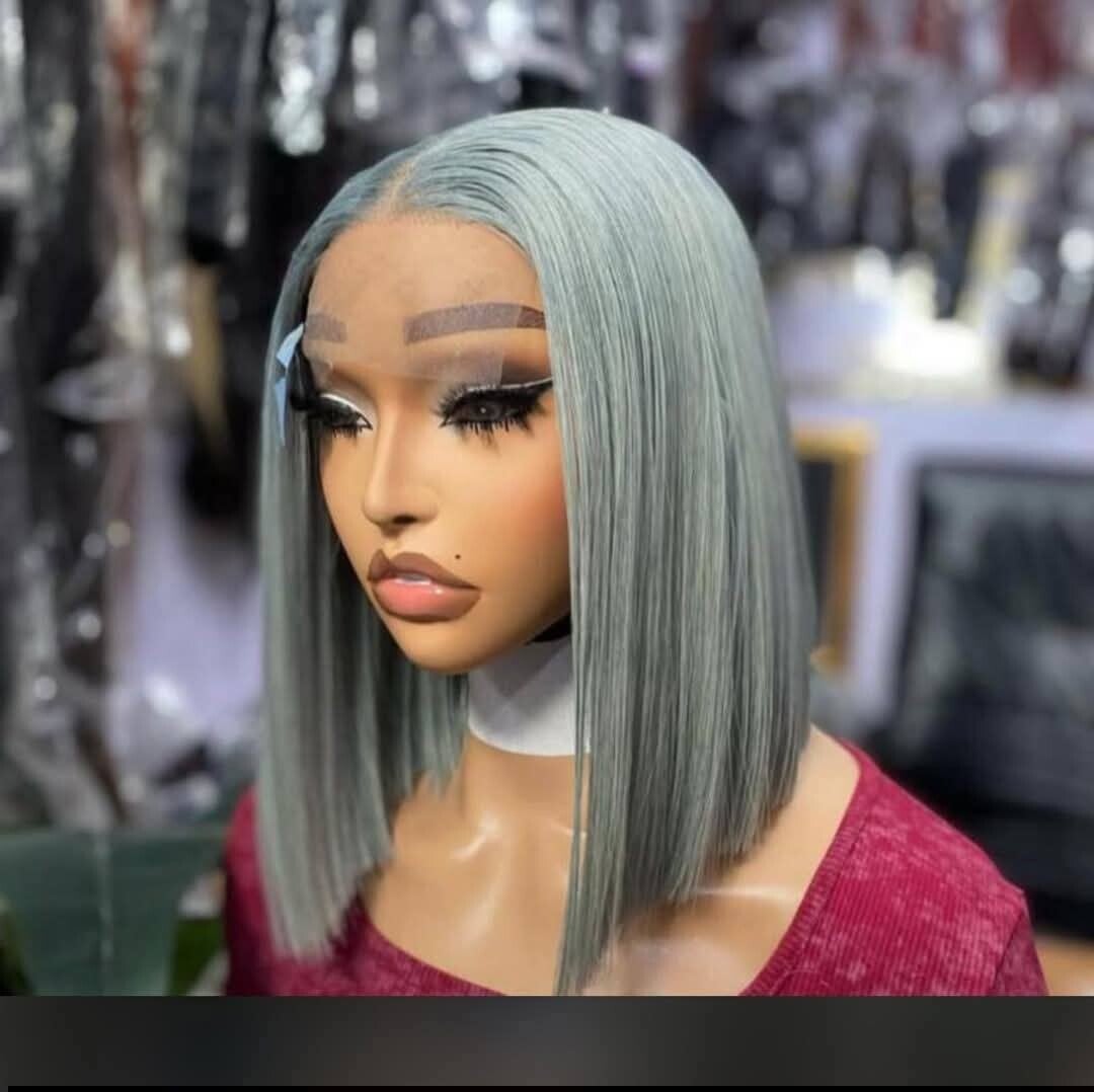 4x4 closure Bob 100%human hair gray color
