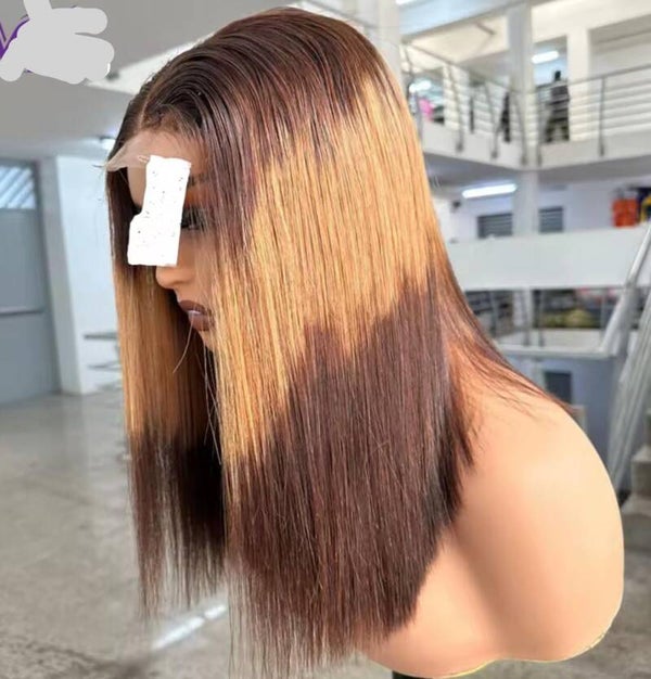 4x4 closure wig 100% human hair 2 stone colors