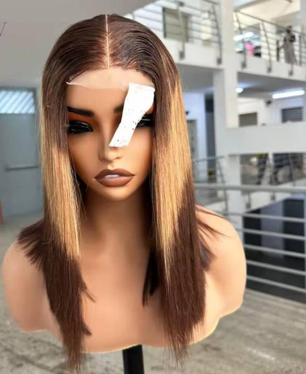 4x4 closure wig 100 % human hair. 2 stone colors