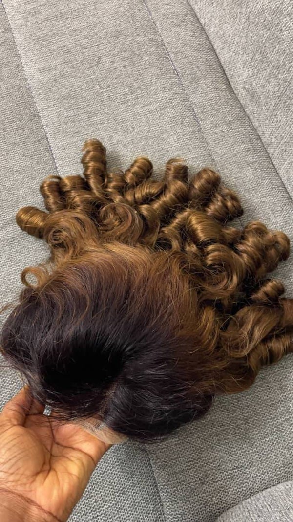 5x5 full closure bouncing curls 100%human hair