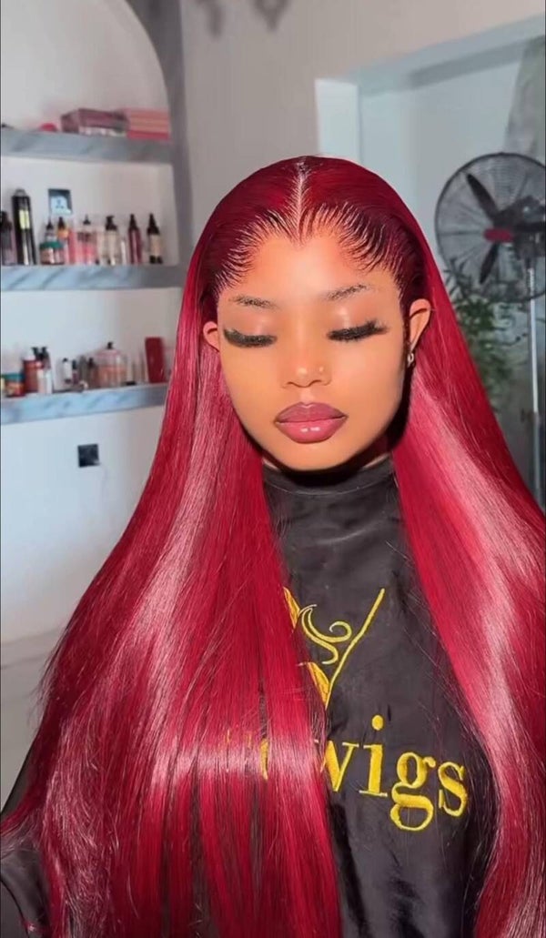 13x4 full frontal stw 100% human hair wine color know as bug