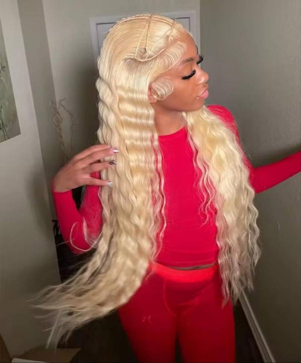 13x6 full frontal deep wave 100% human hair color 613