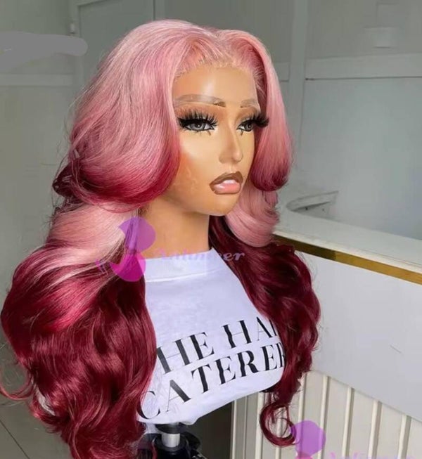 Ombre Pink Rosemary Colored Human Hair Body wave