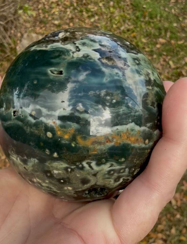 Moody stunning Ocean Jasper Sphere
