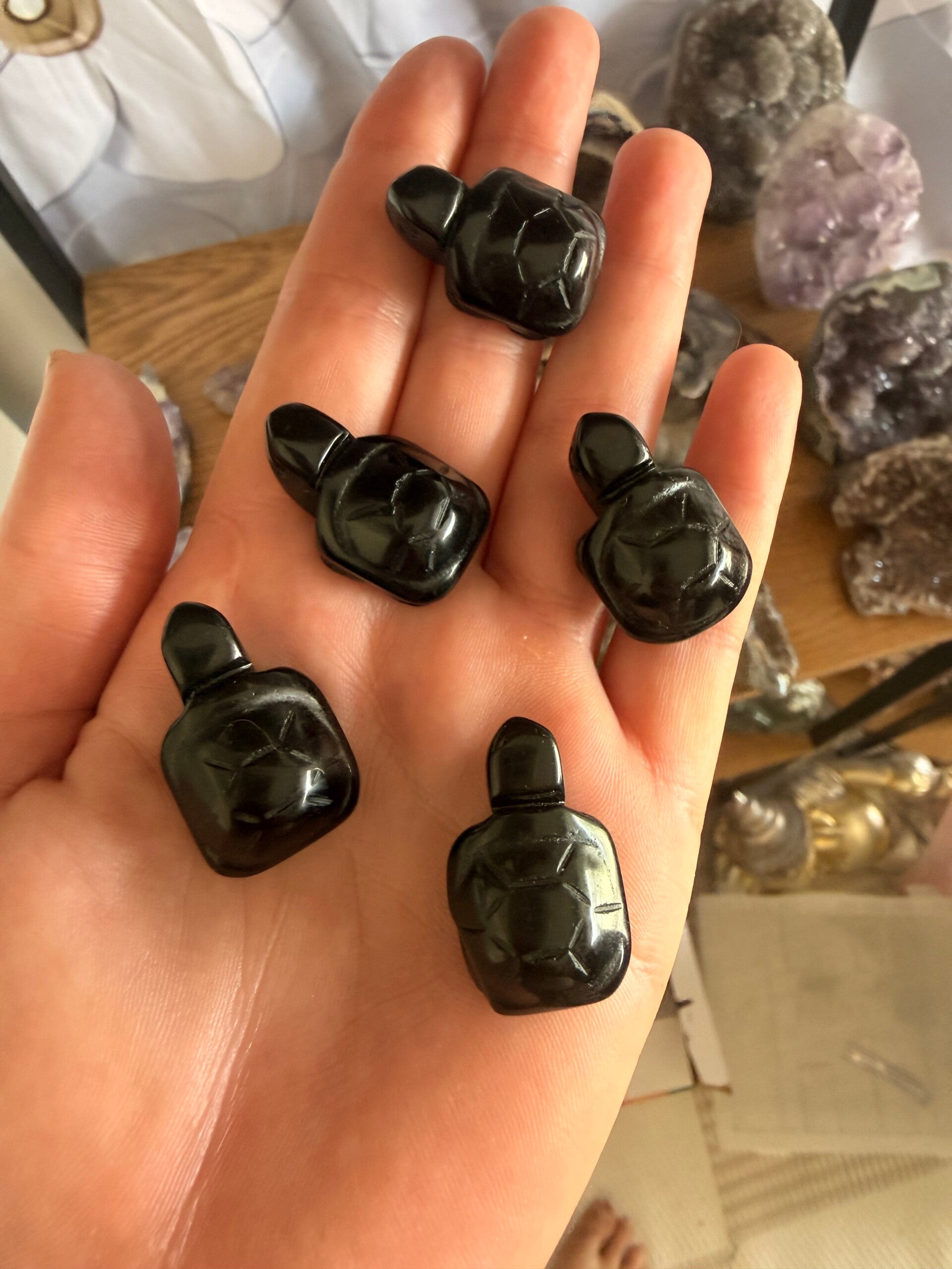 Black obsidian turtles small