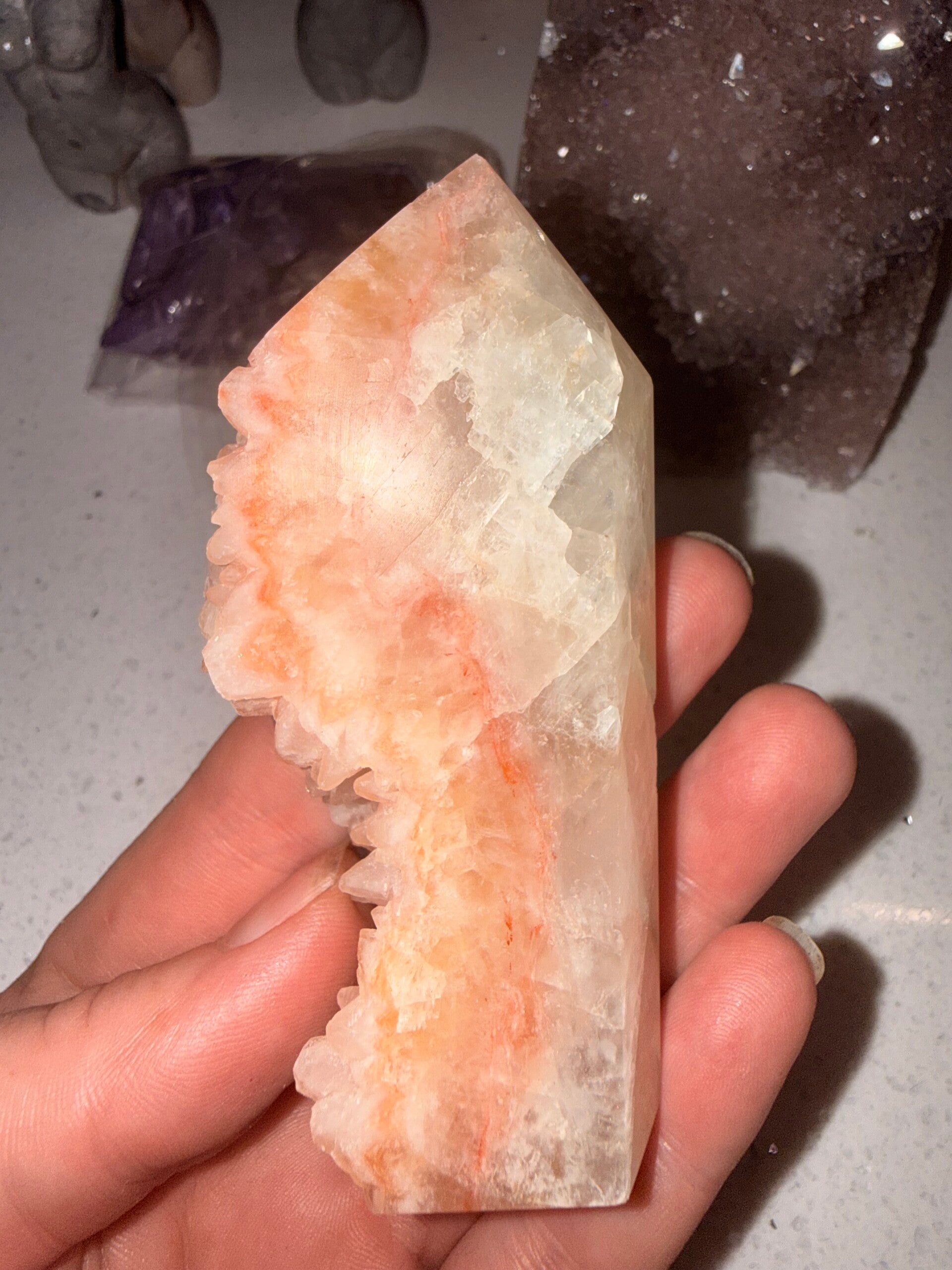 Orange calcite tower