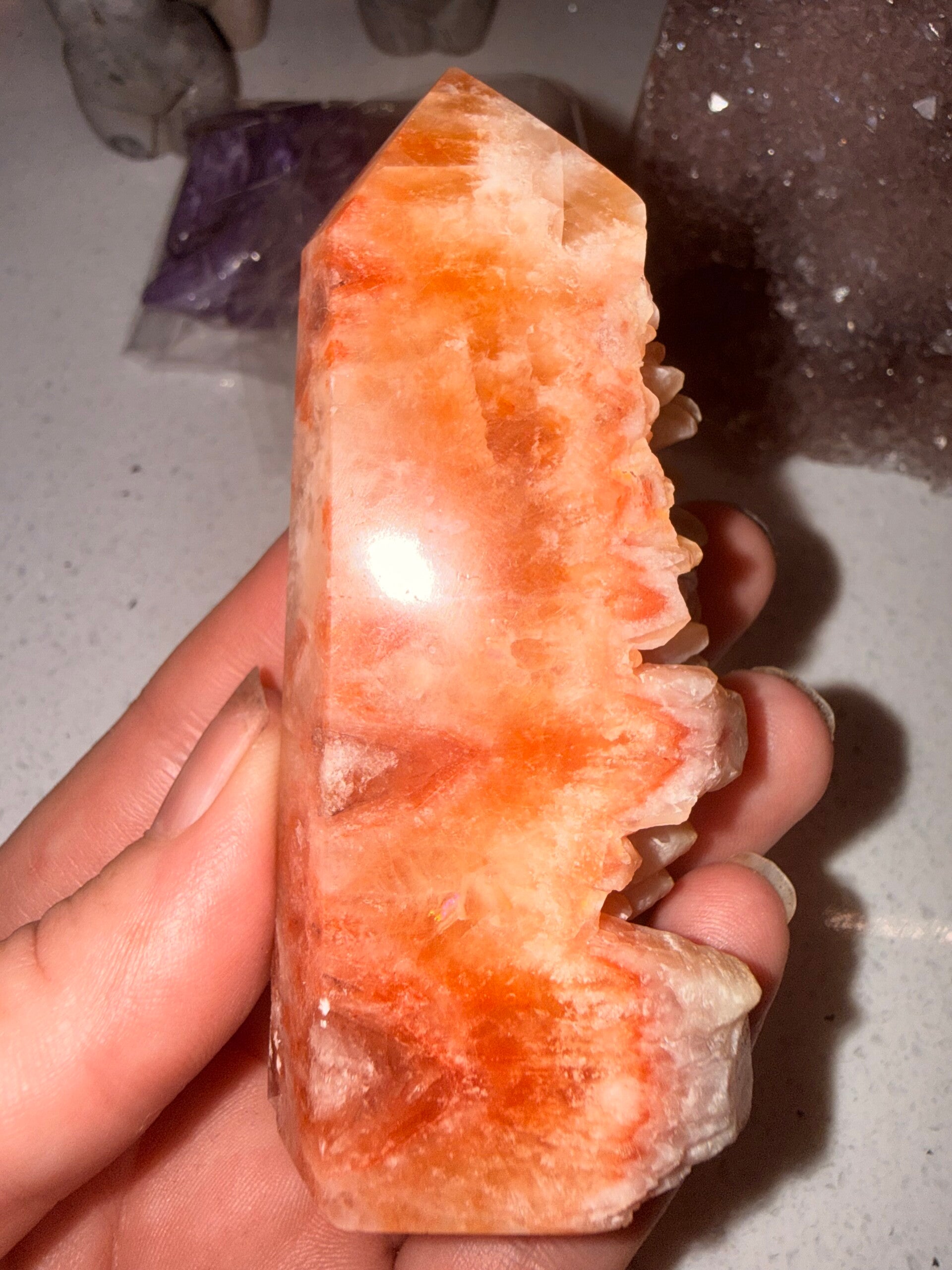 Orange calcite tower