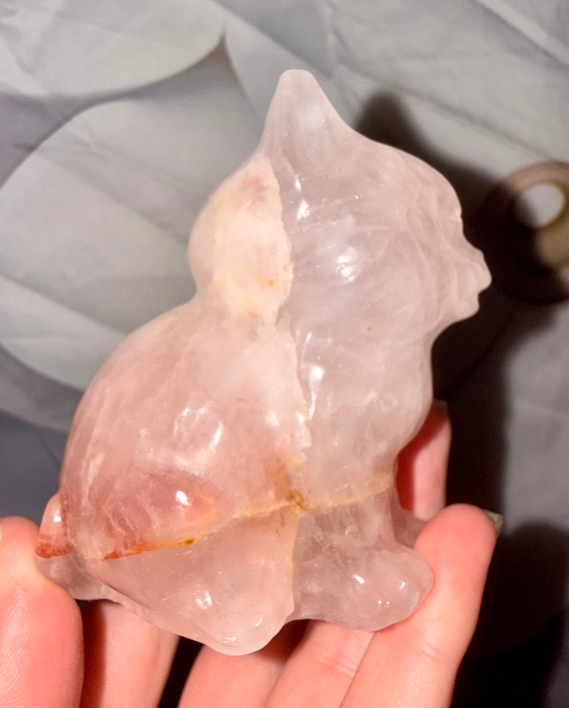 Rose and golden healer Cat carving