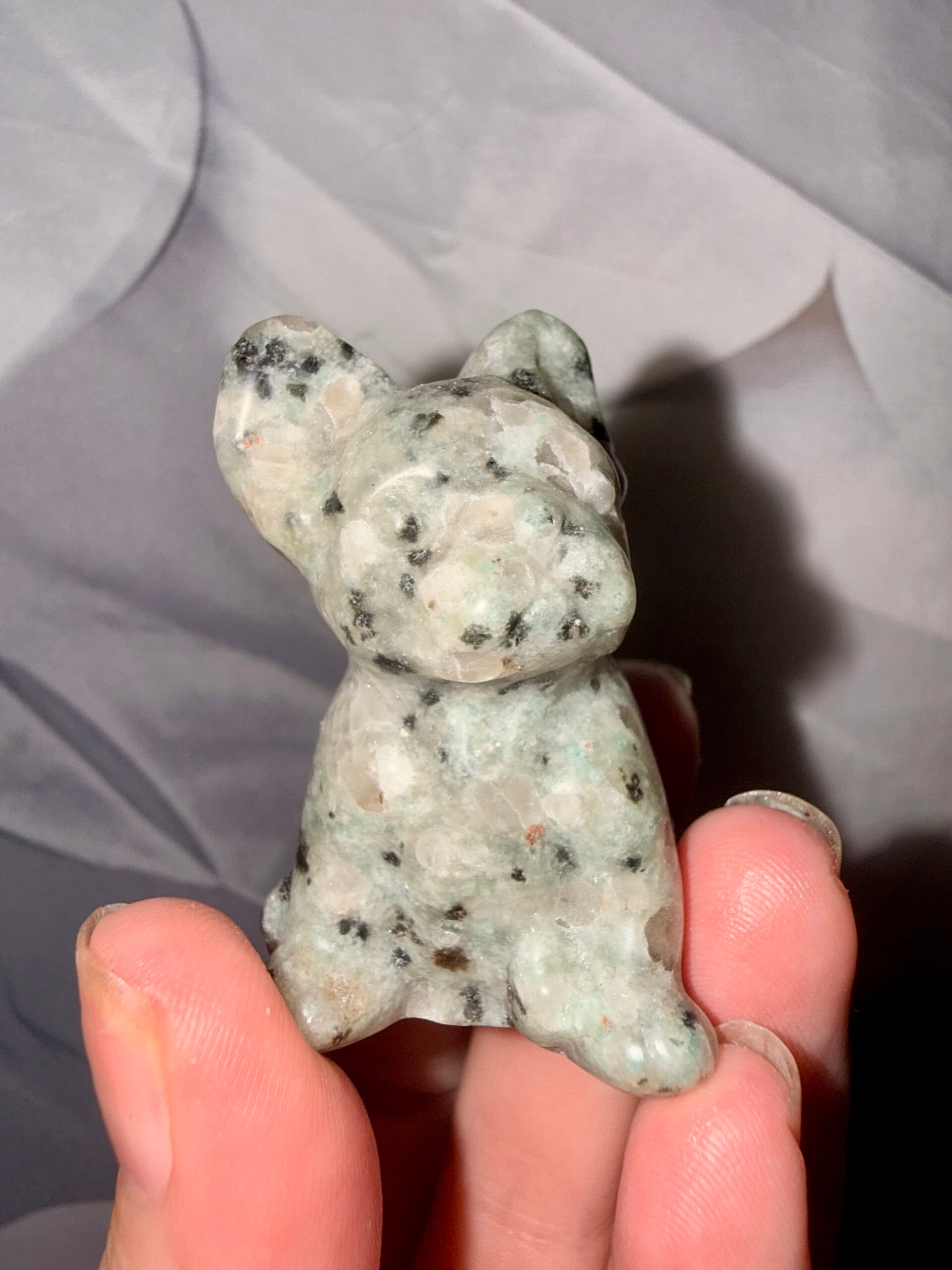 Kiwi jasper bulldog carving